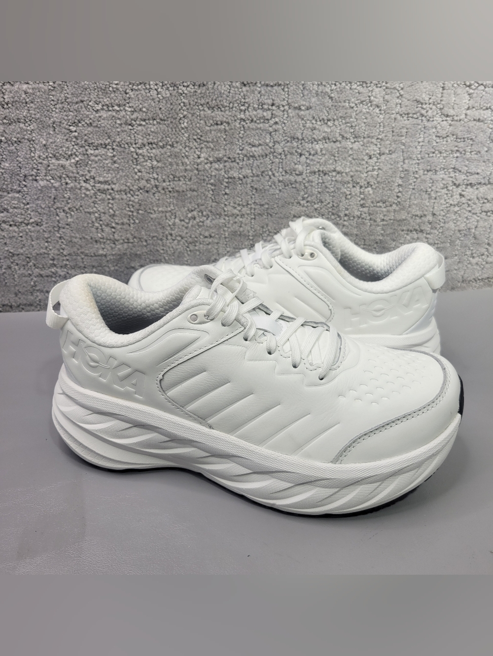 Hoka One One Bondi SR Wide Women's US 6.5D White Leather Running Sneakers - Picture 5 of 10